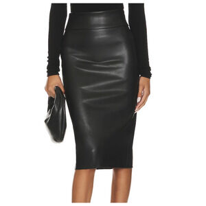 NEW Enza Costa Soft Leather Pencil Skirt Black Midi 3 / Large L